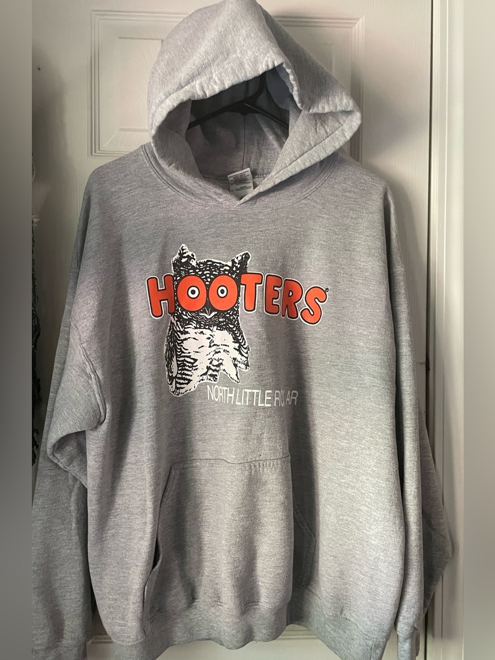 Hooters Gray Hoodie with Orange Logo and Owl Graphic
